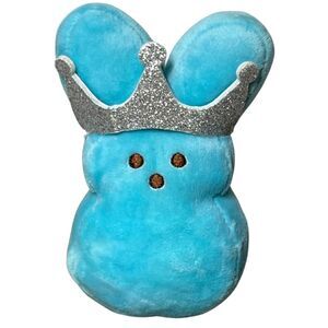 Just Born Blue PEEPS Bunny Plush Stuffed Animal 5.5" Glitter Crown Tiara - 2022